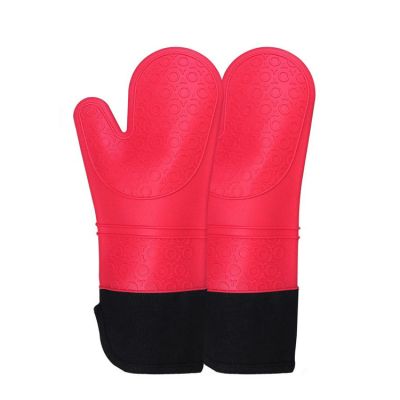 Merry Home Heat Resistant Silicon Gloves – Red/Gray color