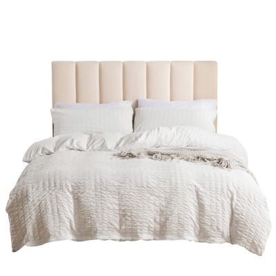 Merry Home 3 pieces Textured 100% Washed Microfiber Duvet Cover Set (1 Duvet Cover 2 Pillowcases) - King/Queen