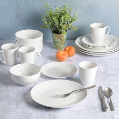 Gibson 16PC White Ceramic Dinnerware set