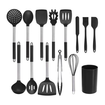 14pcs Silicone Cooking Utensils Set With Stainless Steel Handle