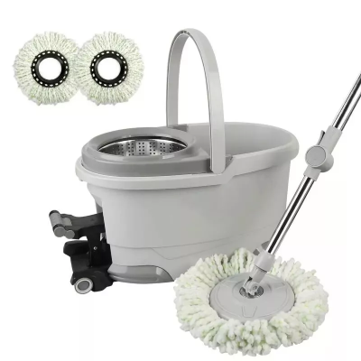Superhostmart Step-Spin Mop with Bucket set – Grey color