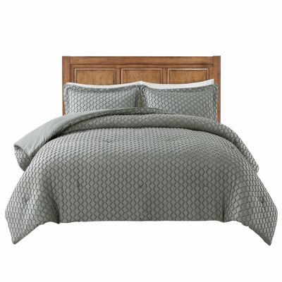 3 Pieces Clipped Jacquard Diamond Comforter Set
